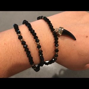 Black and gold beaded layer bracelet